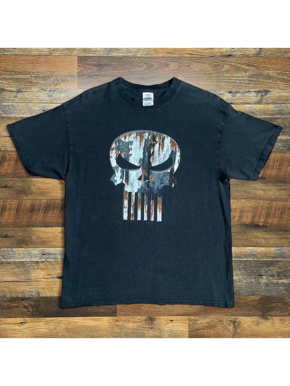 Rare Vintage Punisher Marvel Skull Delta Black T Shirt Large.